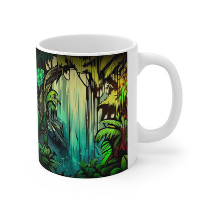 Jungle Mug, Graffiti Mug, Personalized Mug Designs, Creative Coffee Cups, Unique Mug Artwork, Printed Coffee Mugs, Artist-Designed Mugs 11oz