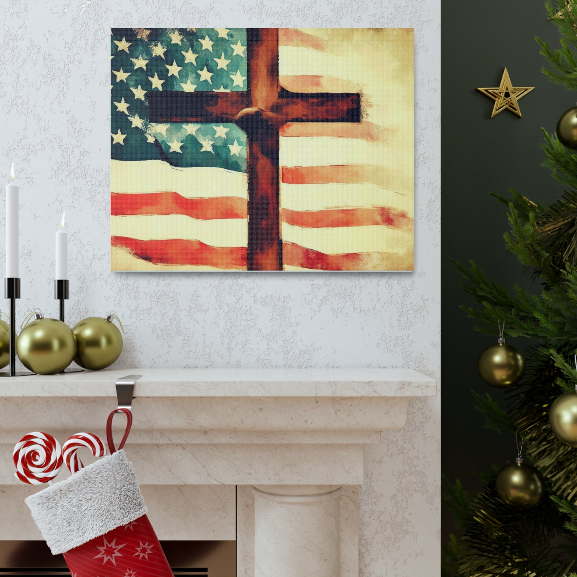 Christian wall art, Flag wall art, Canvas Gallery Wraps - SaviTraviDesigns