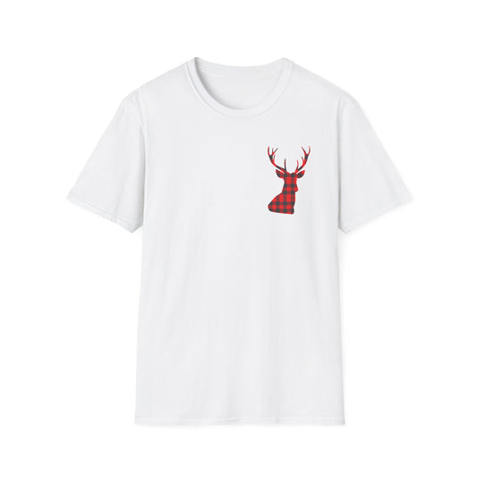 Plaid Reindeer Premium Graphic T Shirt White