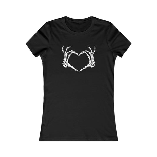 Spooky Heart, Graphic T-Shirt, Bones Heart, skeleton, Women's Favorite Tee, Halloween Shirt Black