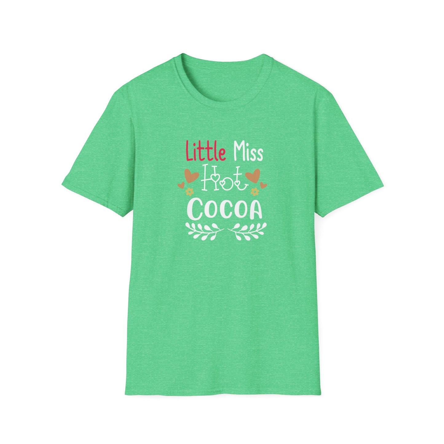 Little Miss Hot Cocoa Novelty Graphic Shirt Heather Irish Green