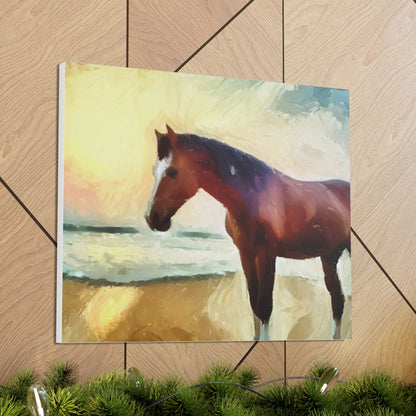 Horse wall art, beach wall art, ocean art, Canvas Gallery Wraps, Horse Beach, Sunset Beach - SaviTraviDesigns