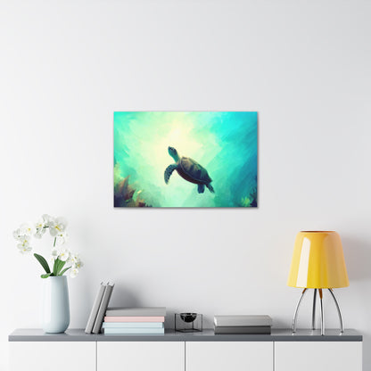 Sea Turtle wall art, ocean art, Canvas Gallery Wraps, Ocean Animal, Turtle