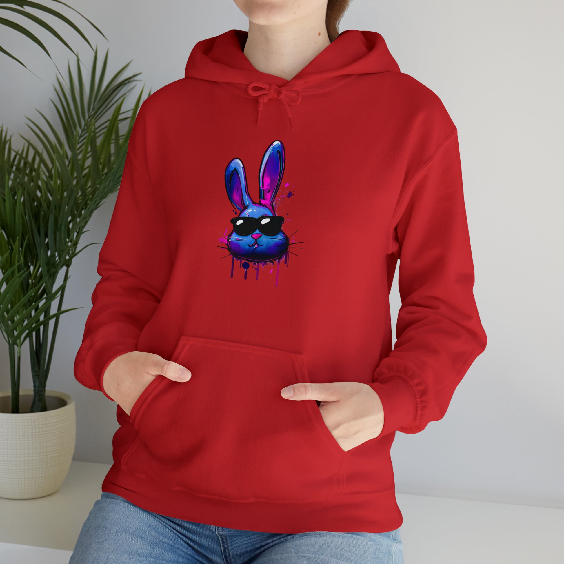 Bunny Hoodie, Graffiti Hoodie, Graffiti sweatshirt, Bunny sweatshirt, Urban Art Hooded Sweatshirt, Blue Bunny