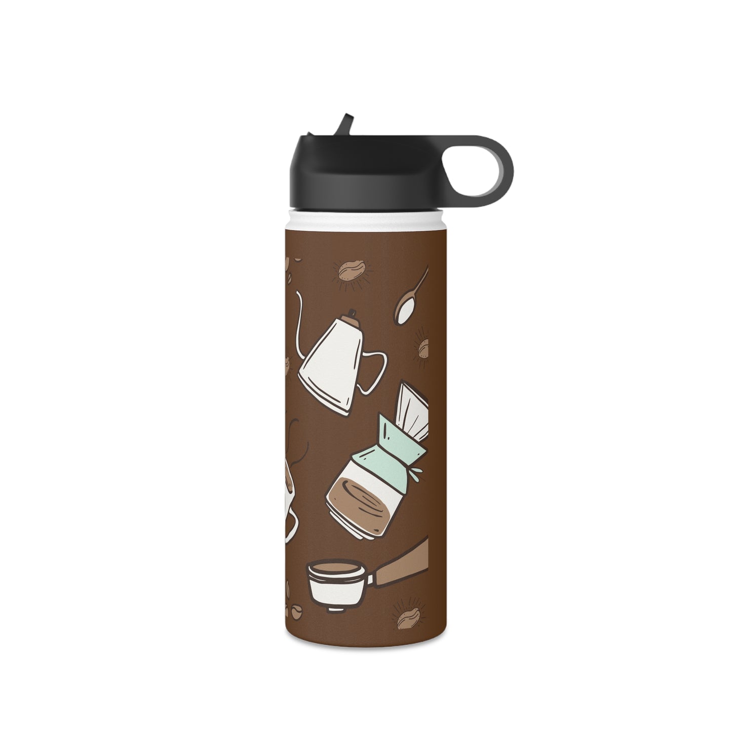 Coffee water bottle, Design water bottle, Stainless Steel Water Bottle, Standard Lid - SaviTraviDesigns