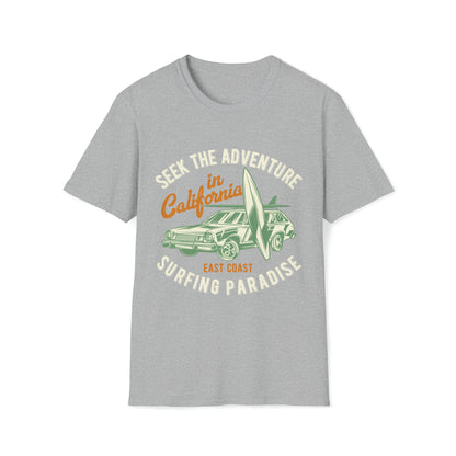 Seek The Adventure, Surfing Paradise, Beachwear Graphics, Tropical T-Shirt Designs, Ocean-Inspired Shirts, Surfing Graphics, Sun and Sand Apparel, Summer Wardrobe Essentials - SaviTraviDesigns