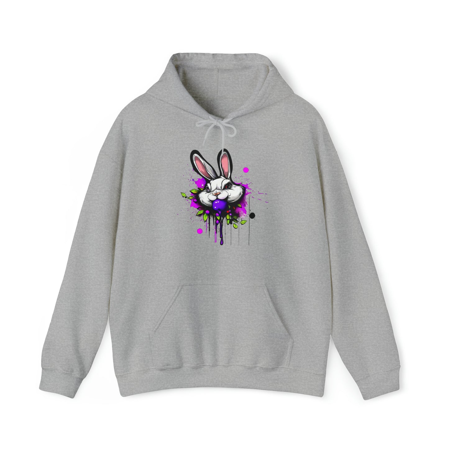 Bunny Hoodie, Graffiti Hoodie, Graffiti Sweatshirt, Bunny Urban art, Hooded Sweatshirt Sport Grey