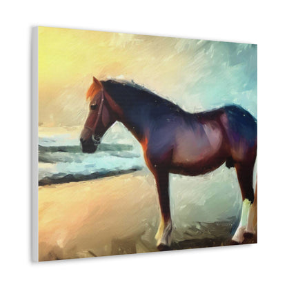 Horse wall art, Beach wall art, ocean art, Canvas Gallery Wraps, Horse Beach, Sunset Beach - SaviTraviDesigns