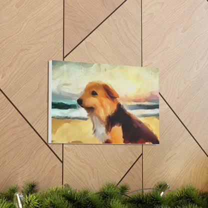 Dog wall art, ocean wall art, beach art, Canvas Gallery Wraps, Dog Beach - SaviTraviDesigns