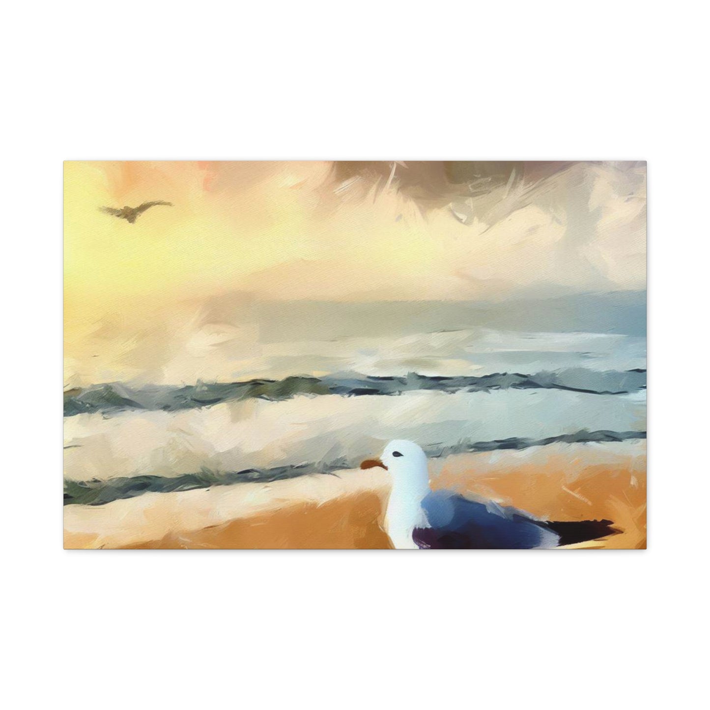 Seagull Painting, Beach wall art, Ocean Wall Art, Canvas Gallery Wraps 30" x 20" Premium Gallery Wraps (1.25″)