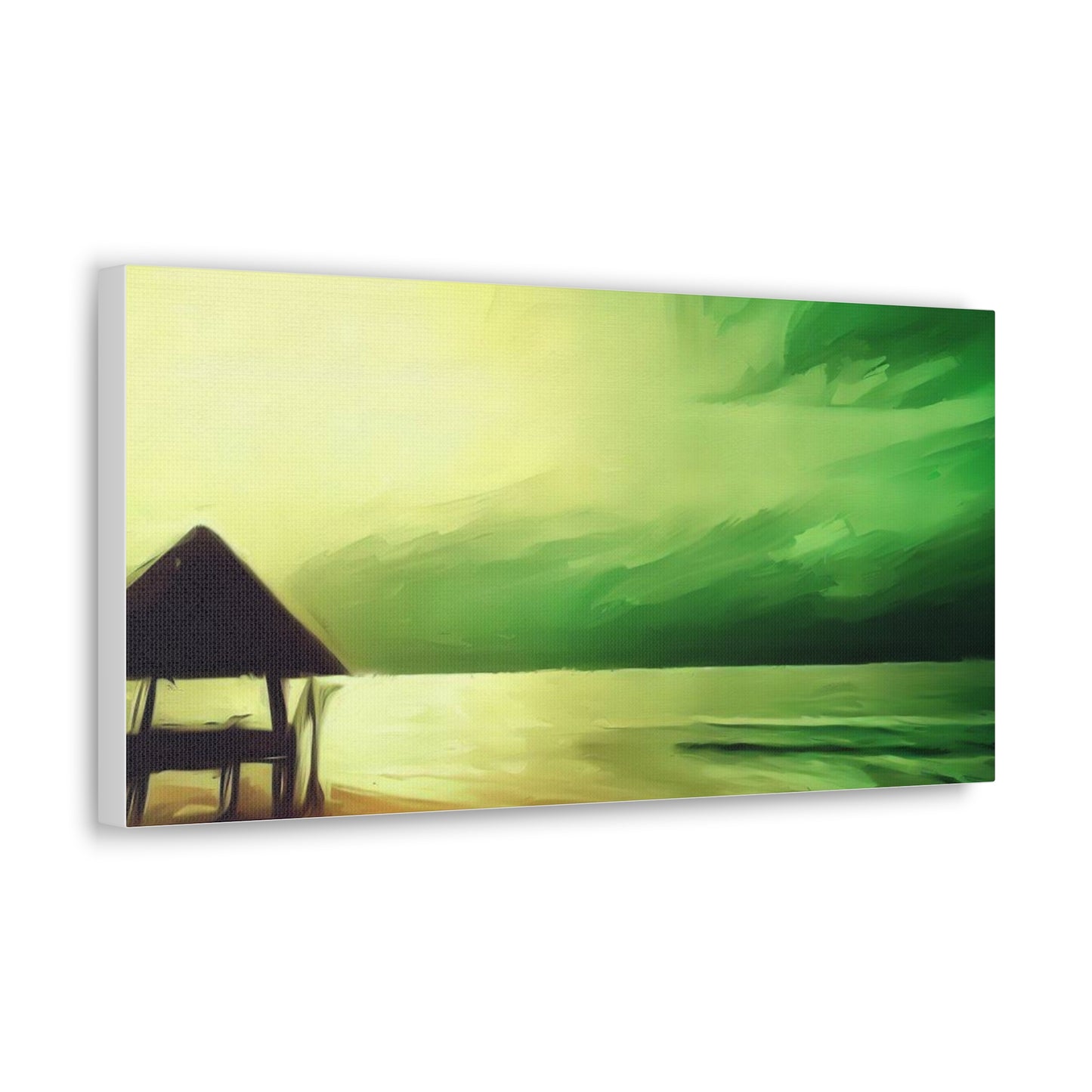 Green Sunset, Beach art, ocean art, beach wall art, Canvas Gallery Wraps