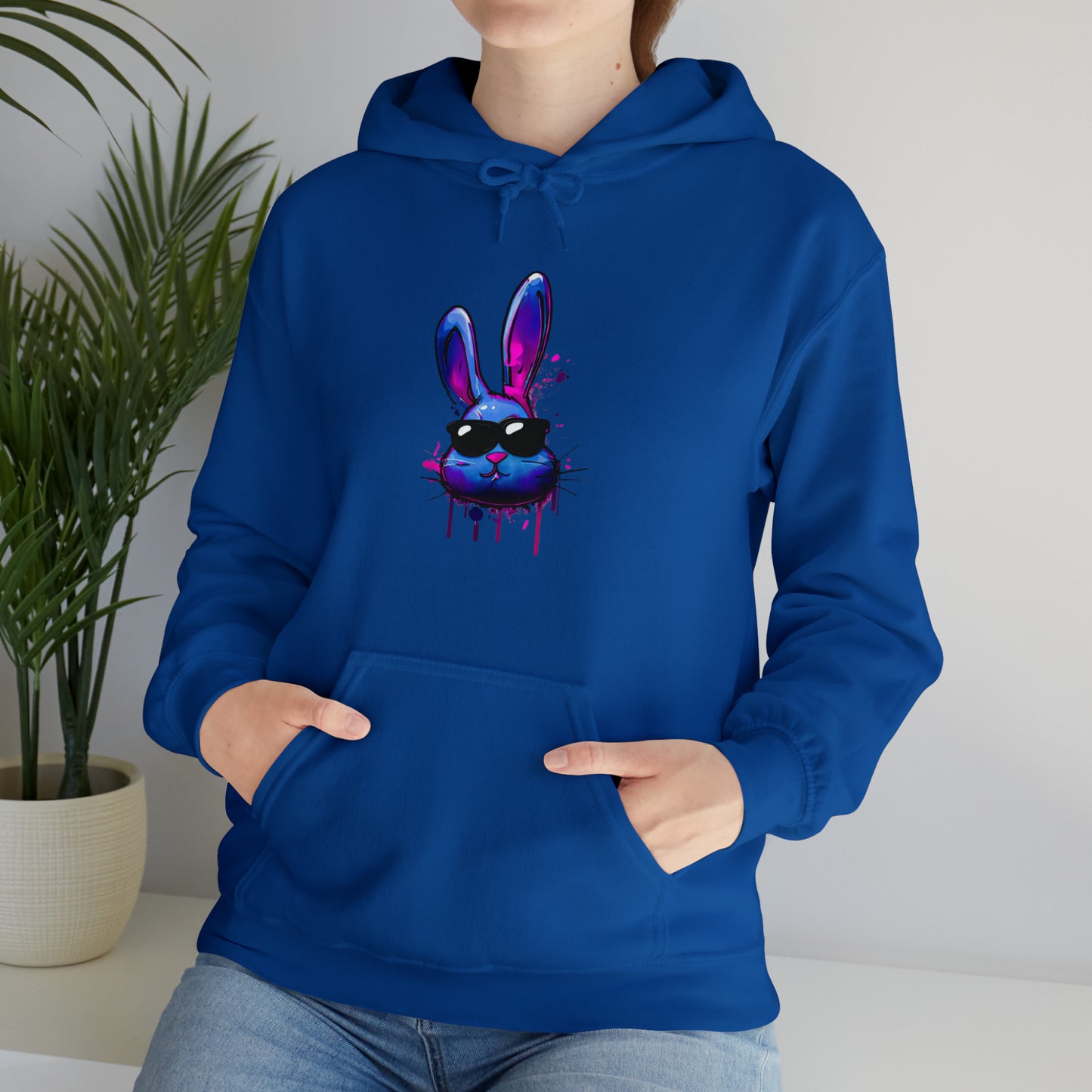 Bunny Hoodie, Graffiti Hoodie, Graffiti sweatshirt, Bunny sweatshirt, Urban Art Hooded Sweatshirt, Blue Bunny