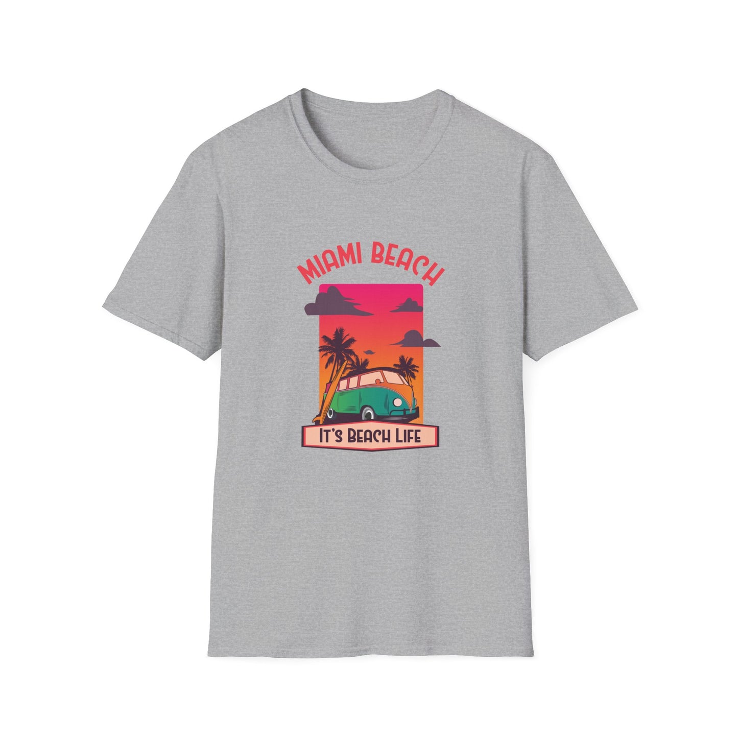 Miami Beach Its A Beach Life Graphic T Shirt Sport Grey