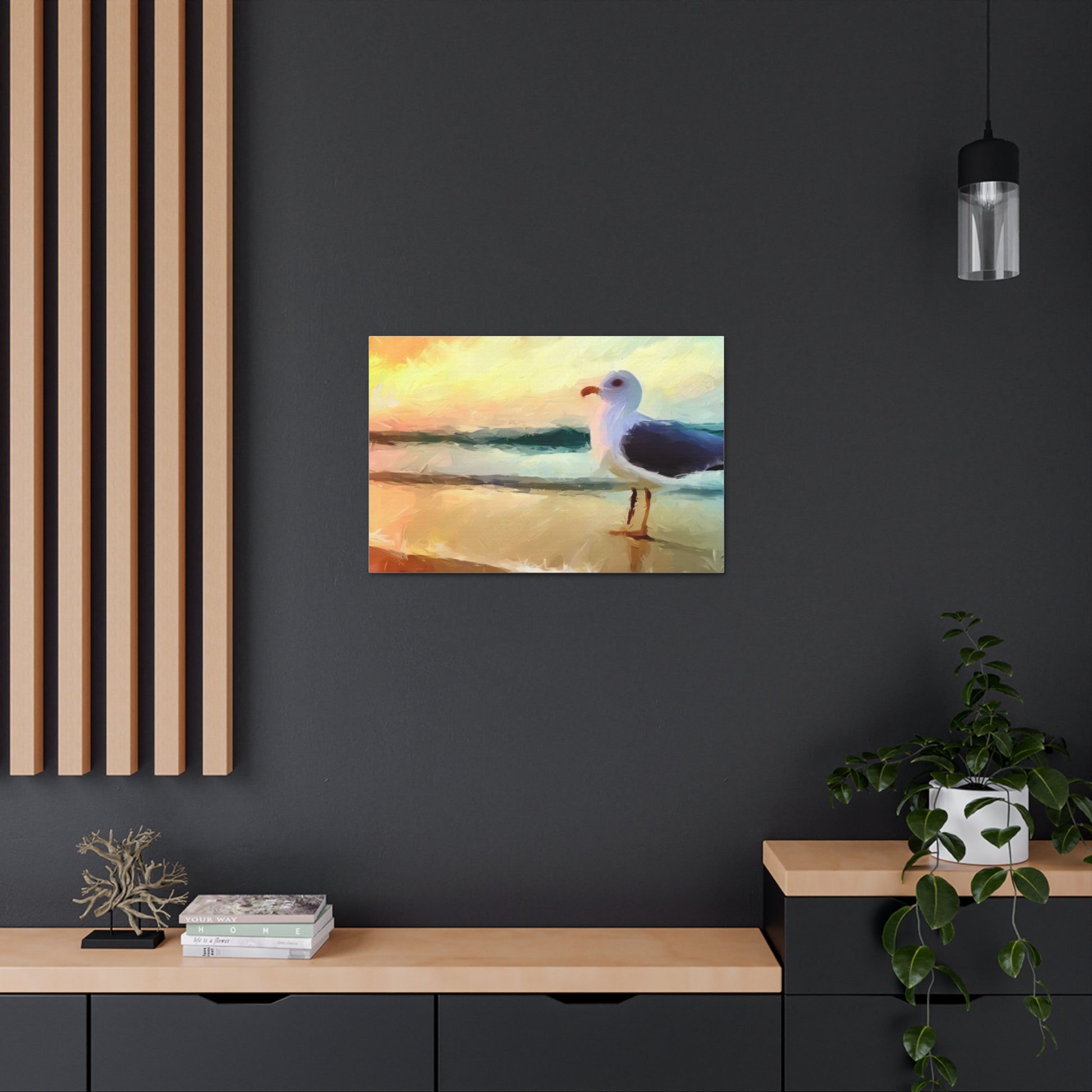 Seagull Beach, Beach wall art, Ocean wall art, Canvas Gallery Wraps