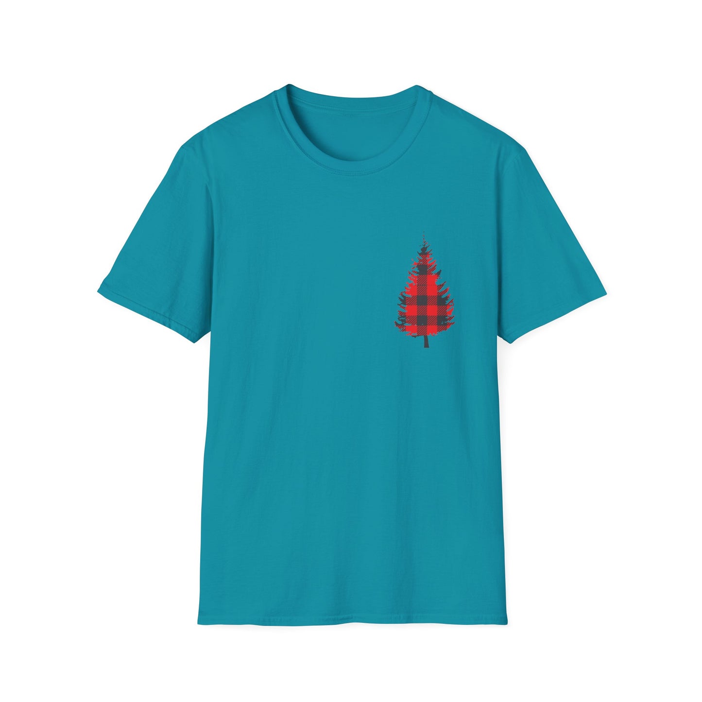 Plaid Christmas Tree Graphic T Shirt Tropical Blue