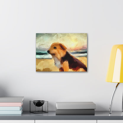 Dog wall art, ocean wall art, beach art, Canvas Gallery Wraps, Dog Beach - SaviTraviDesigns