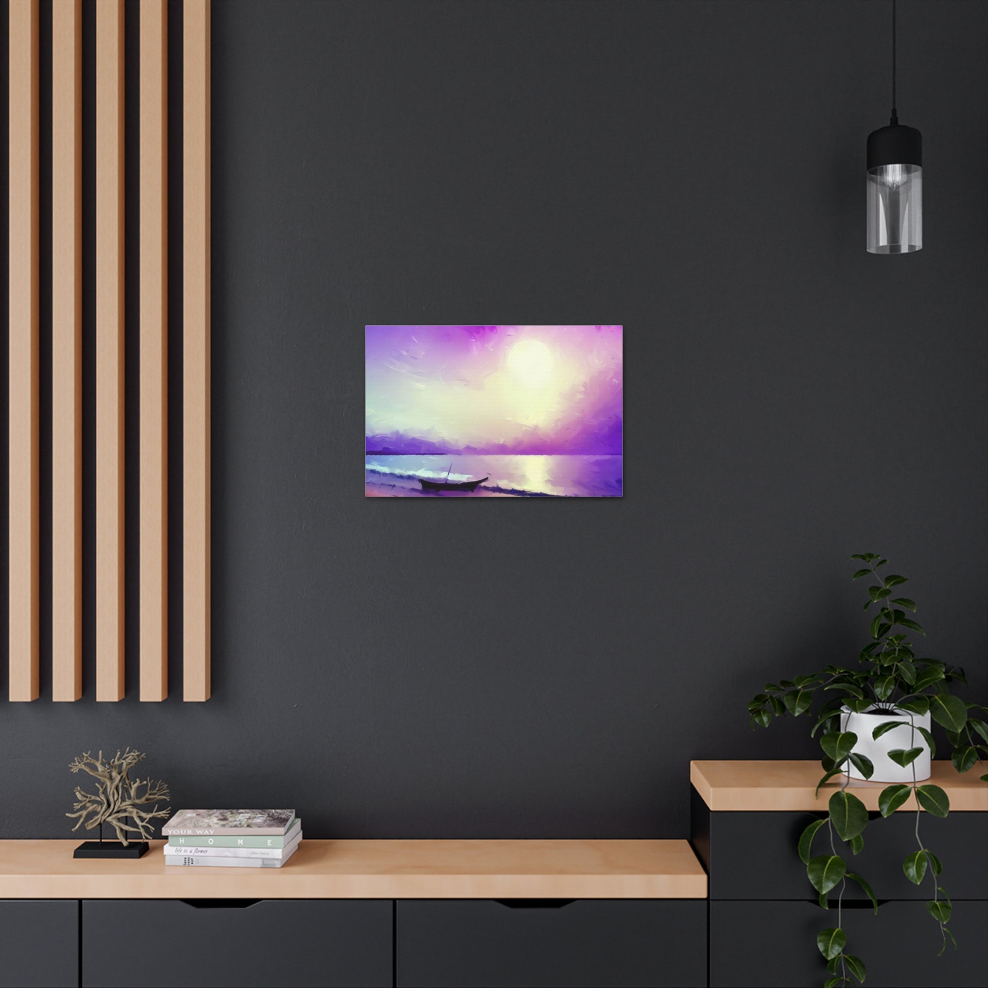 Sailboat Beach, Purple Sunset, Beach wall art, sunset wall art, beach art, Canvas Gallery Wraps