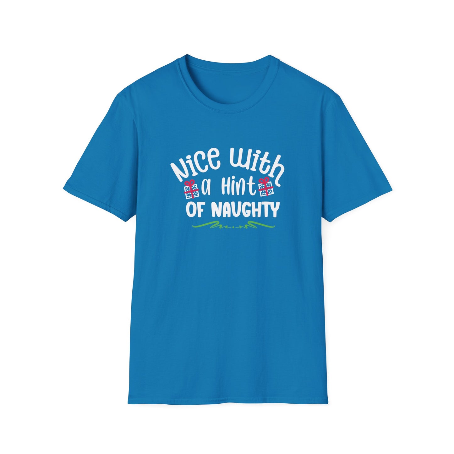 Nice With A Hint Of Naughty Holiday Graphic Shirt Sapphire