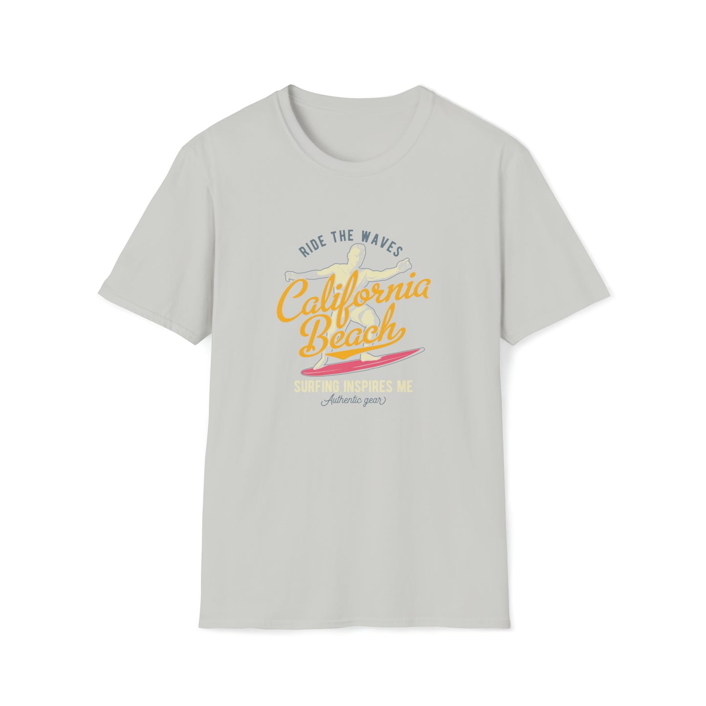 California Beach Surfing |Beach Lifestyle Shirts | Summer Vibe Apparel Ice Grey