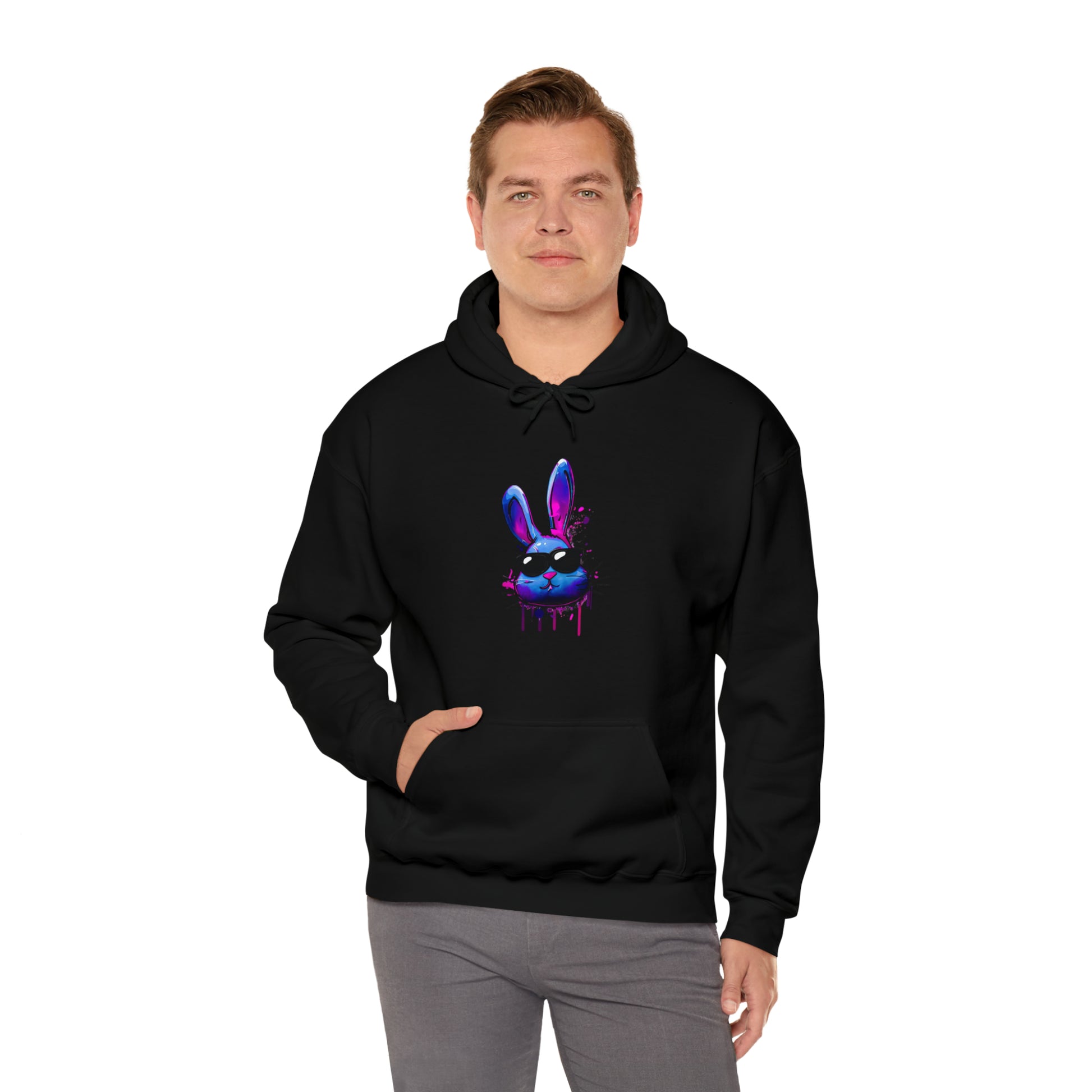 Bunny Hoodie, Graffiti Hoodie, Graffiti sweatshirt, Bunny sweatshirt, Urban Art Hooded Sweatshirt, Blue Bunny