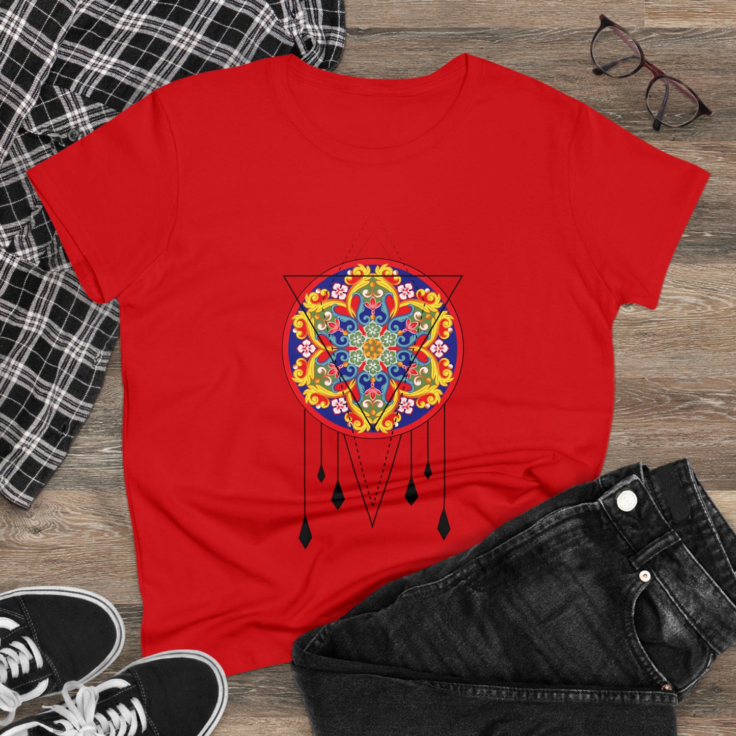 Meditation T-Shirts, Yoga Graphic Tees, Mindfulness Apparel, Zen T-Shirts, Spiritual Shirts, Chakra Tees, Womens T-Shirt Red