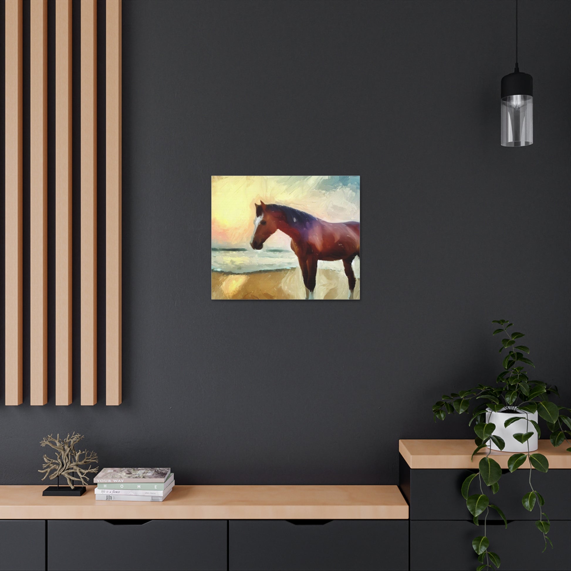 Horse wall art, beach wall art, ocean art, Canvas Gallery Wraps, Horse Beach, Sunset Beach - SaviTraviDesigns