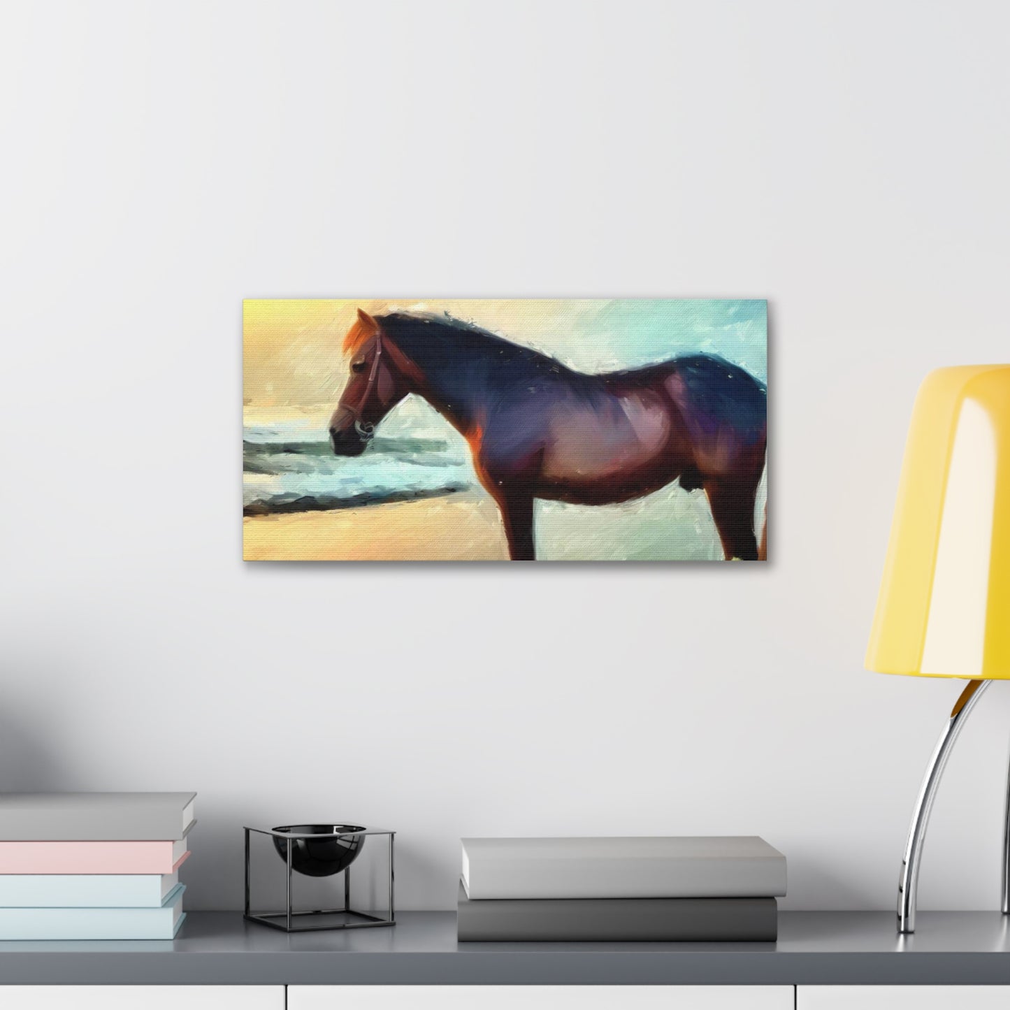 Horse wall art, Beach wall art, ocean art, Canvas Gallery Wraps, Horse Beach, Sunset Beach - SaviTraviDesigns