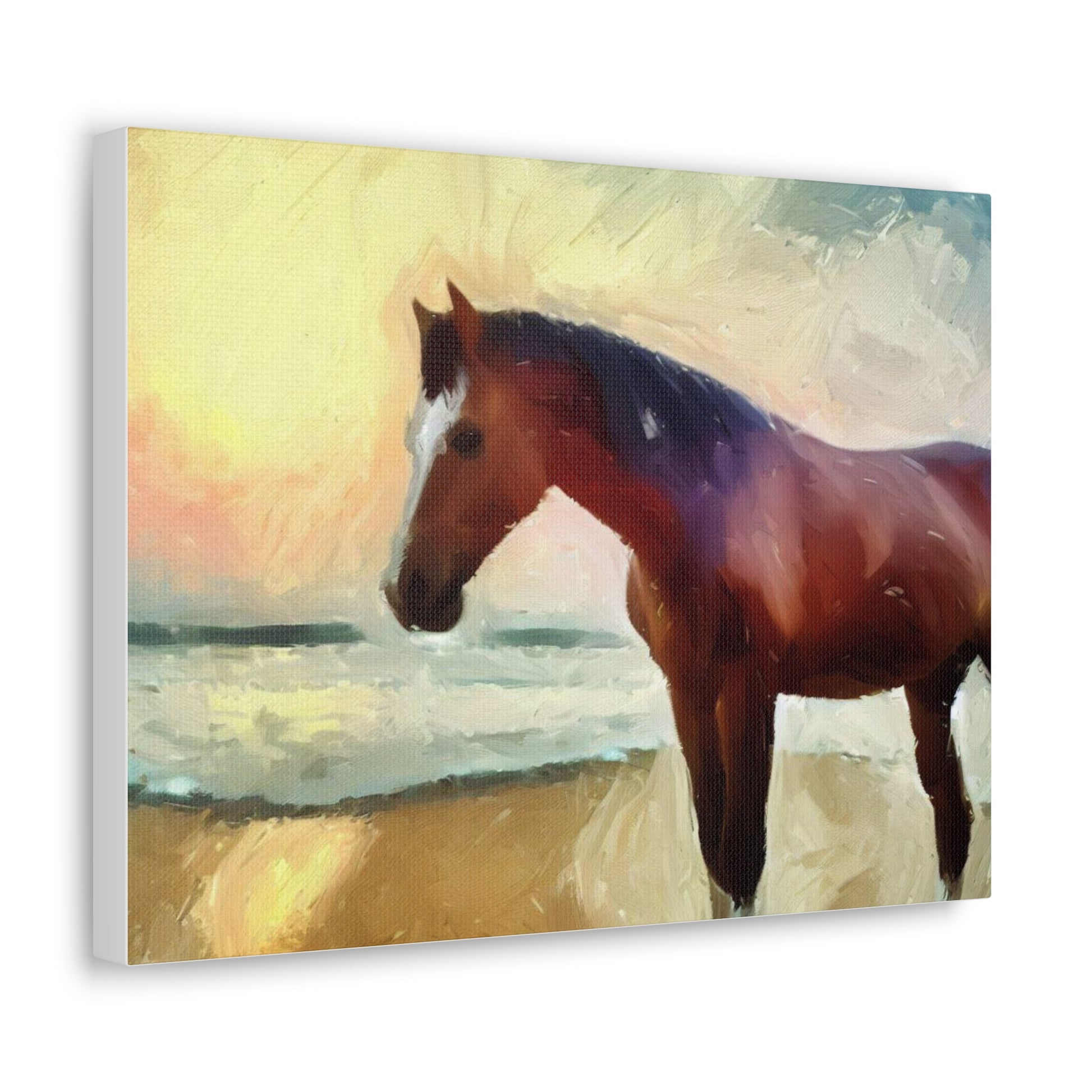 Horse wall art, beach wall art, ocean art, Canvas Gallery Wraps, Horse Beach, Sunset Beach - SaviTraviDesigns