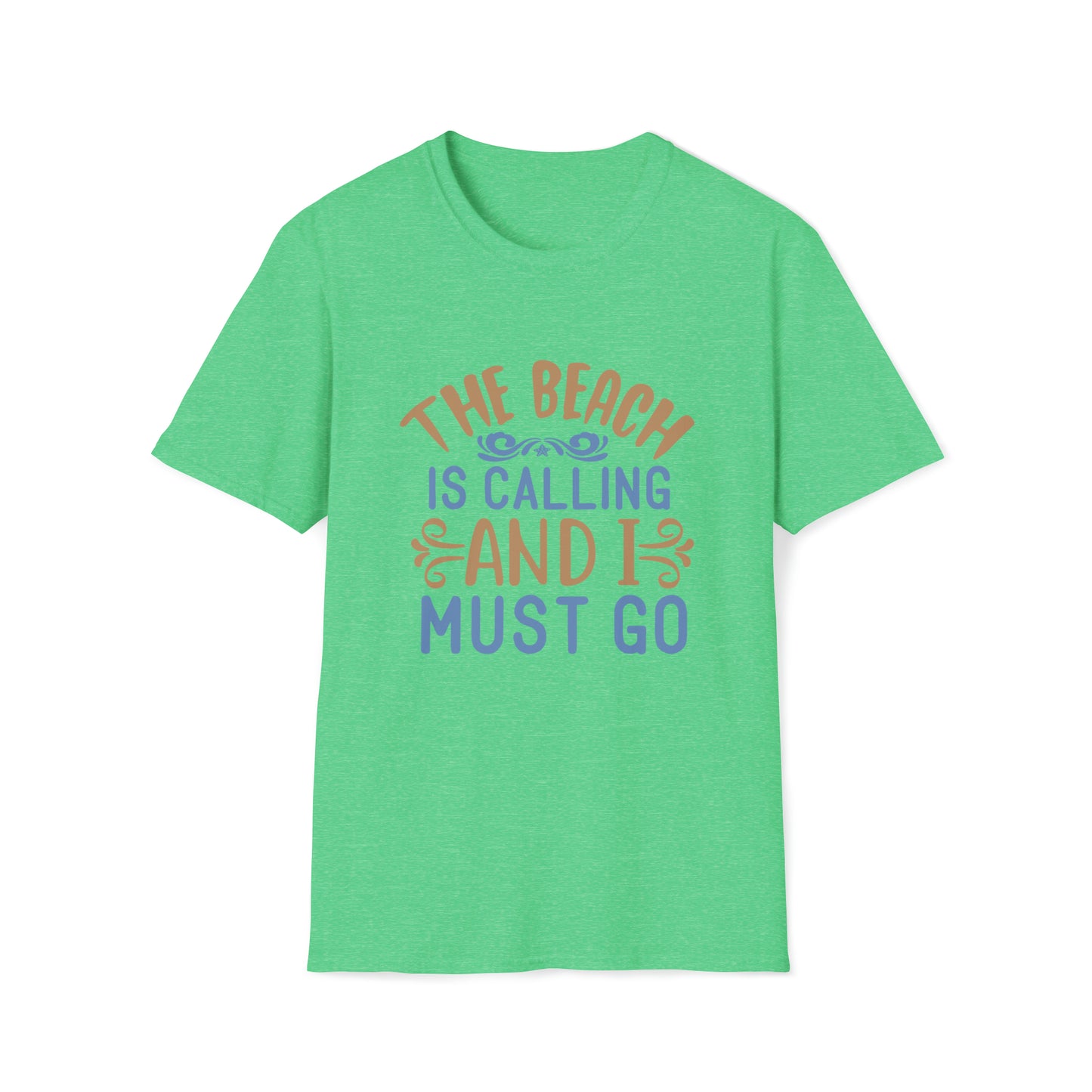 The Beach is Calling and I Must Go |Beach Lifestyle Shirts | Summer Vibe Apparel Heather Irish Green