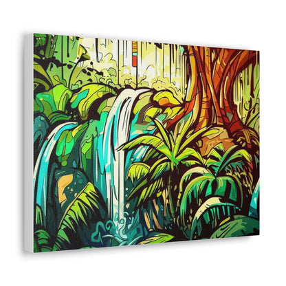 Rainforest Waterfall, Jungle Waterfall, Graffiti-inspired home decor, Modern street art prints, Graffiti wall art, Street art canvas art, Graffiti artist prints - SaviTraviDesigns