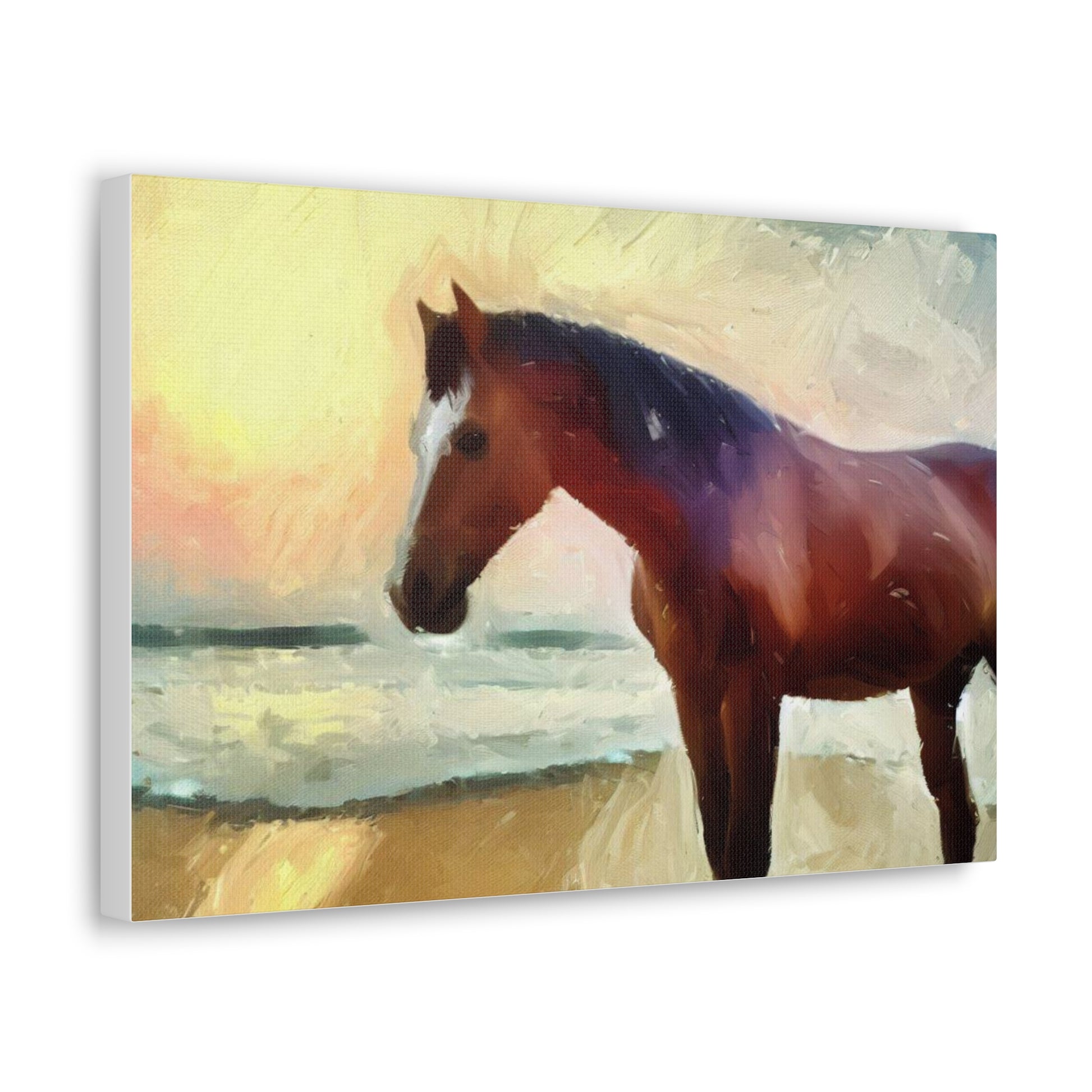 Horse wall art, beach wall art, ocean art, Canvas Gallery Wraps, Horse Beach, Sunset Beach - SaviTraviDesigns