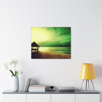 Green Sunset, Beach art, ocean art, beach wall art, Canvas Gallery Wraps