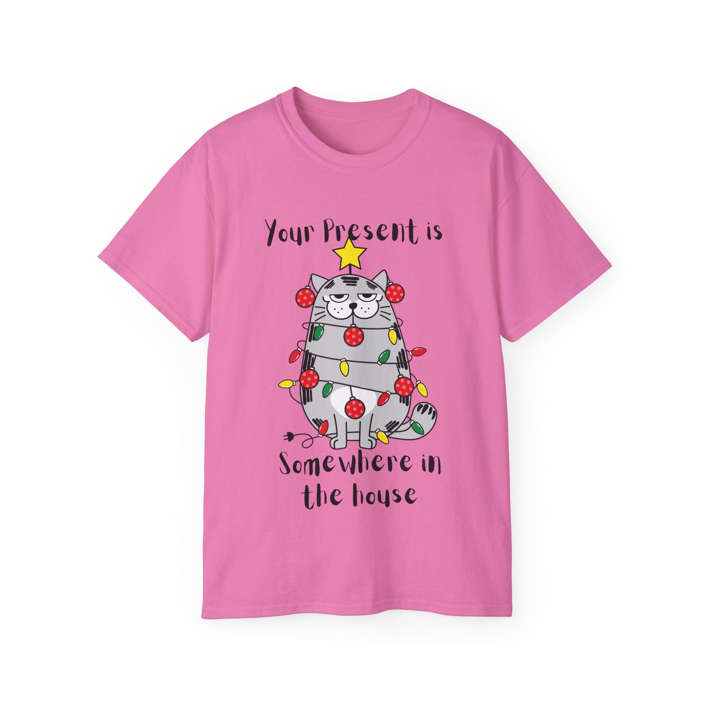 Your Present is Somewhere in the House Cat Christmas Graphic Tee