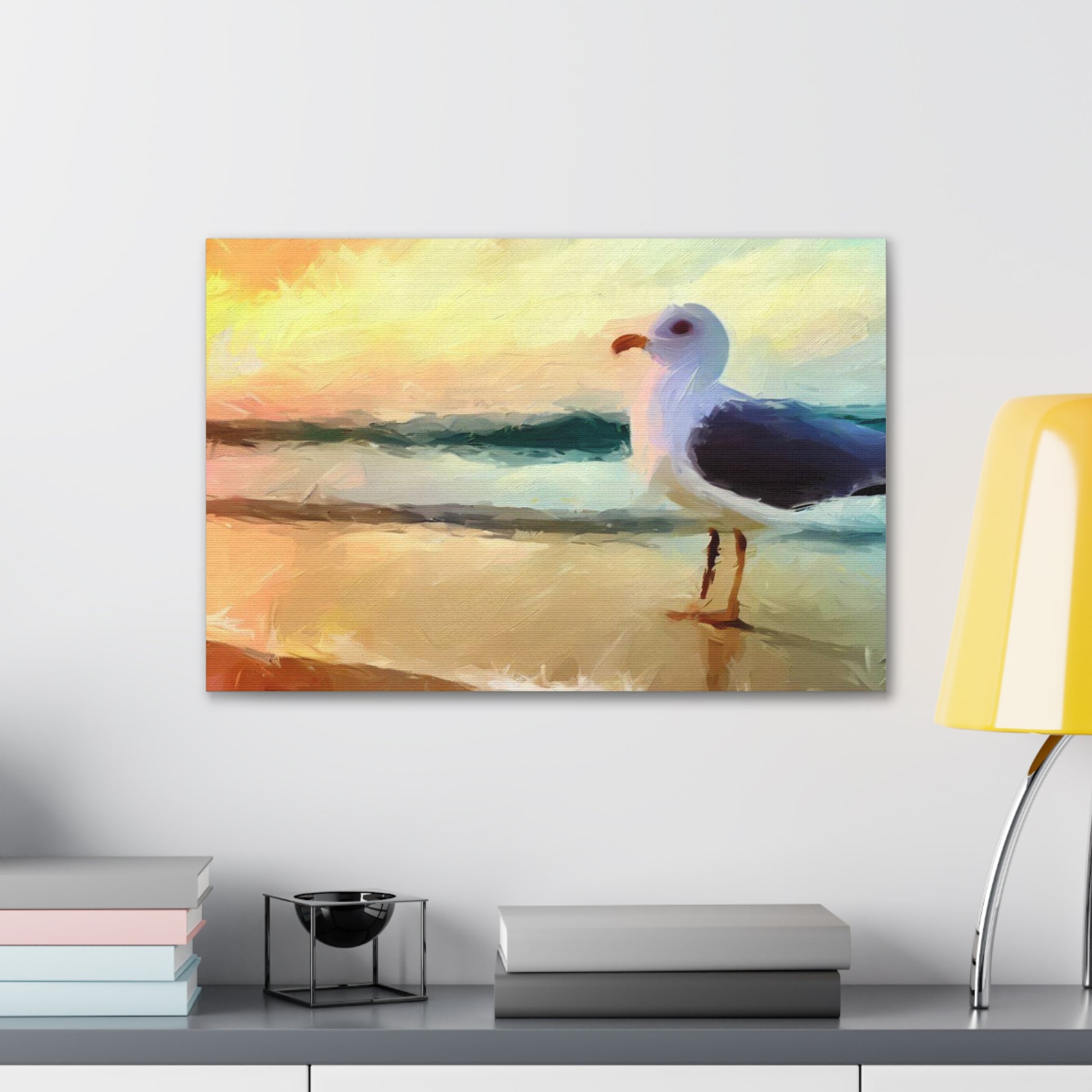 Seagull Beach, Beach wall art, Ocean wall art, Canvas Gallery Wraps