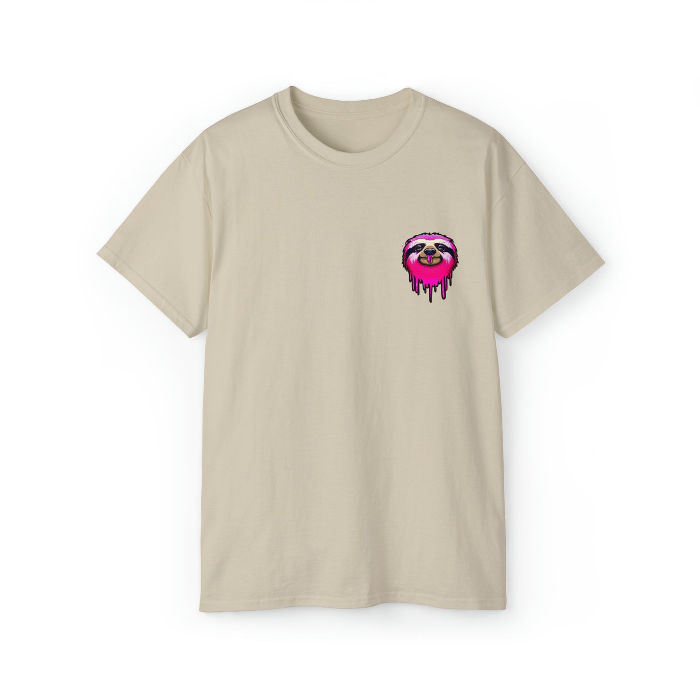 Graffiti Tshirt, Sloth Tshirt, Graphic T-Shirt, Unisex Ultra Cotton Tee, Pink Sloth Sand