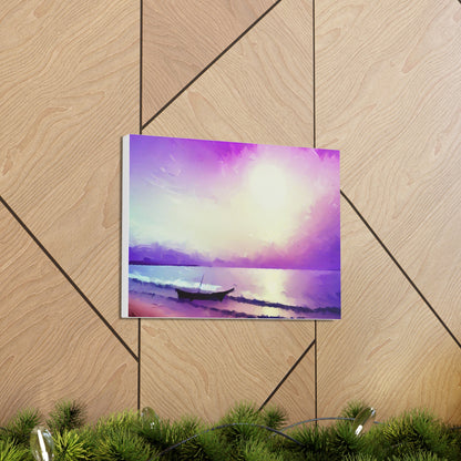 Sailboat Beach, Purple Sunset, Beach wall art, sunset wall art, beach art, Canvas Gallery Wraps