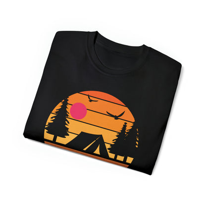 Sunset Camping Silhouette | Hiking & Camping Tee | Nature-Inspired Outdoor Apparel