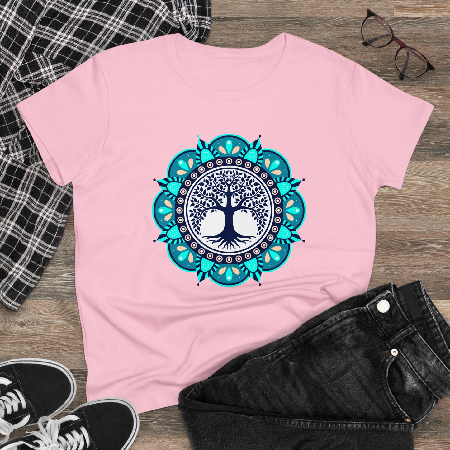 Meditation T-Shirts, Yoga Graphic Tees, Mindfulness Apparel, Zen T-Shirts, Spiritual Shirts, Chakra Tees, Womens T-Shirt Light Pink