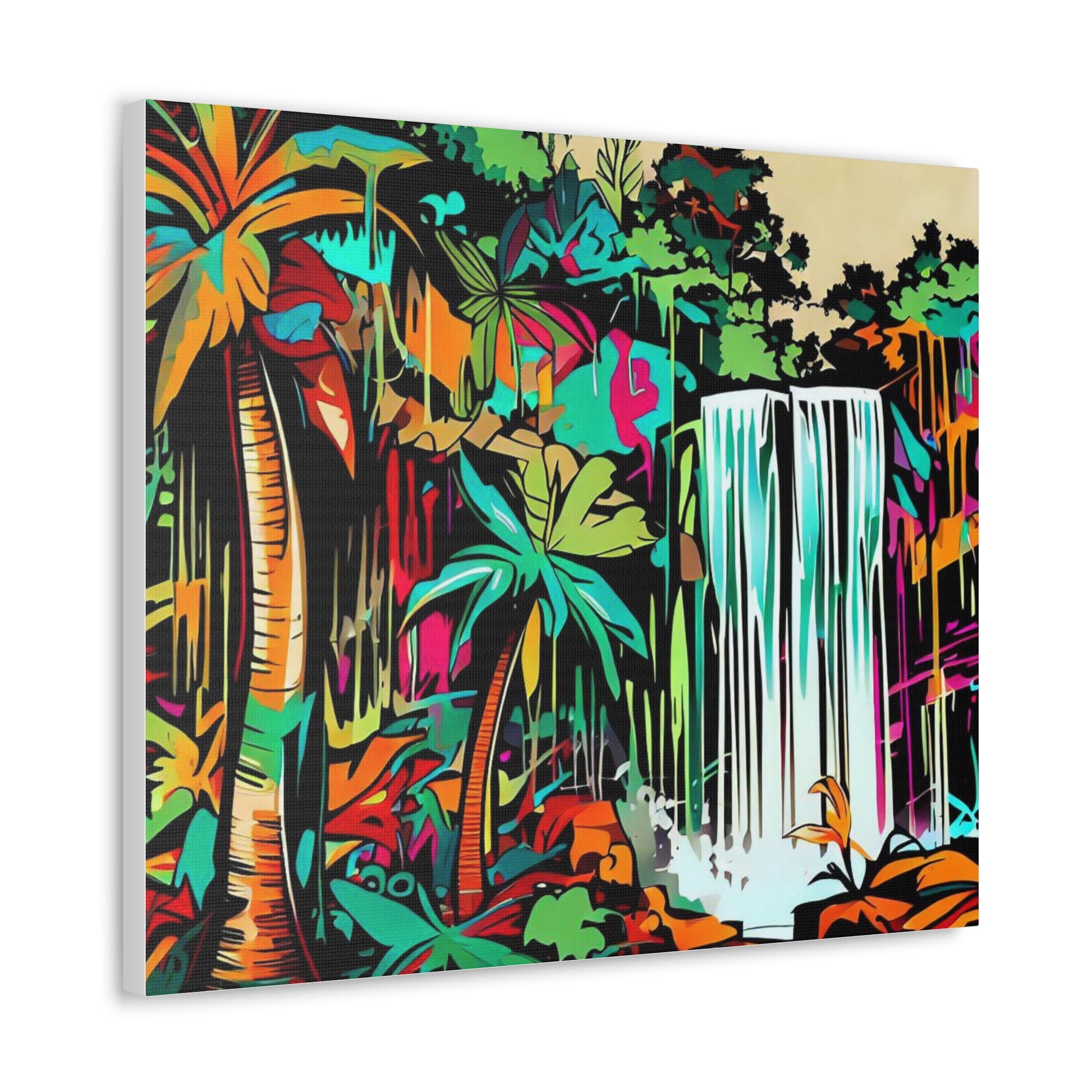 Jungle Waterfall, Rainforest Waterfall, Graffiti-inspired home decor, Modern street art prints, Graffiti wall art, Street art canvas art, Graffiti artist prints - SaviTraviDesigns