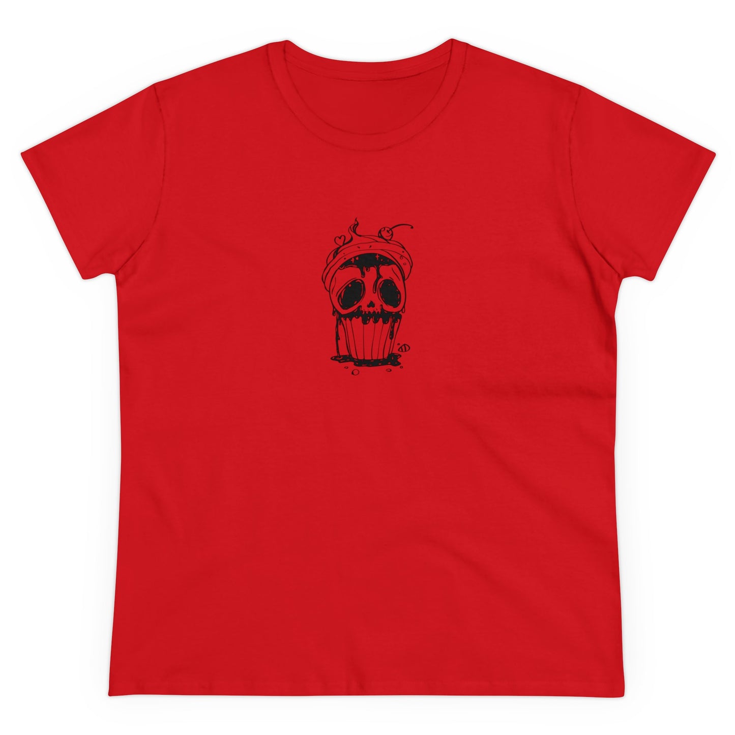 Skull Cupcake, Halloween Cupcake Designs, Halloween Graphic Shirts, Spooky Halloween Shirts, Cute Halloween Graphic Tees Red