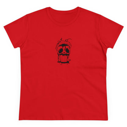 Skull Cupcake, Halloween Cupcake Designs, Halloween Graphic Shirts, Spooky Halloween Shirts, Cute Halloween Graphic Tees Red