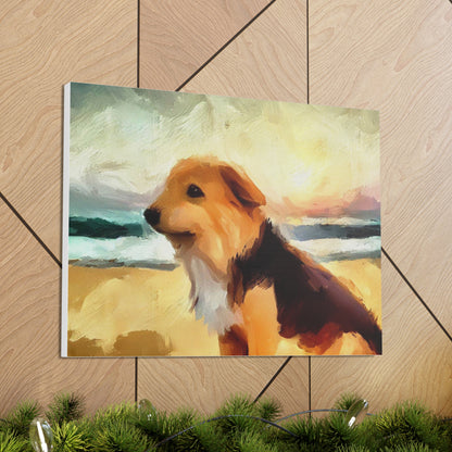 Dog wall art, ocean wall art, beach art, Canvas Gallery Wraps, Dog Beach - SaviTraviDesigns