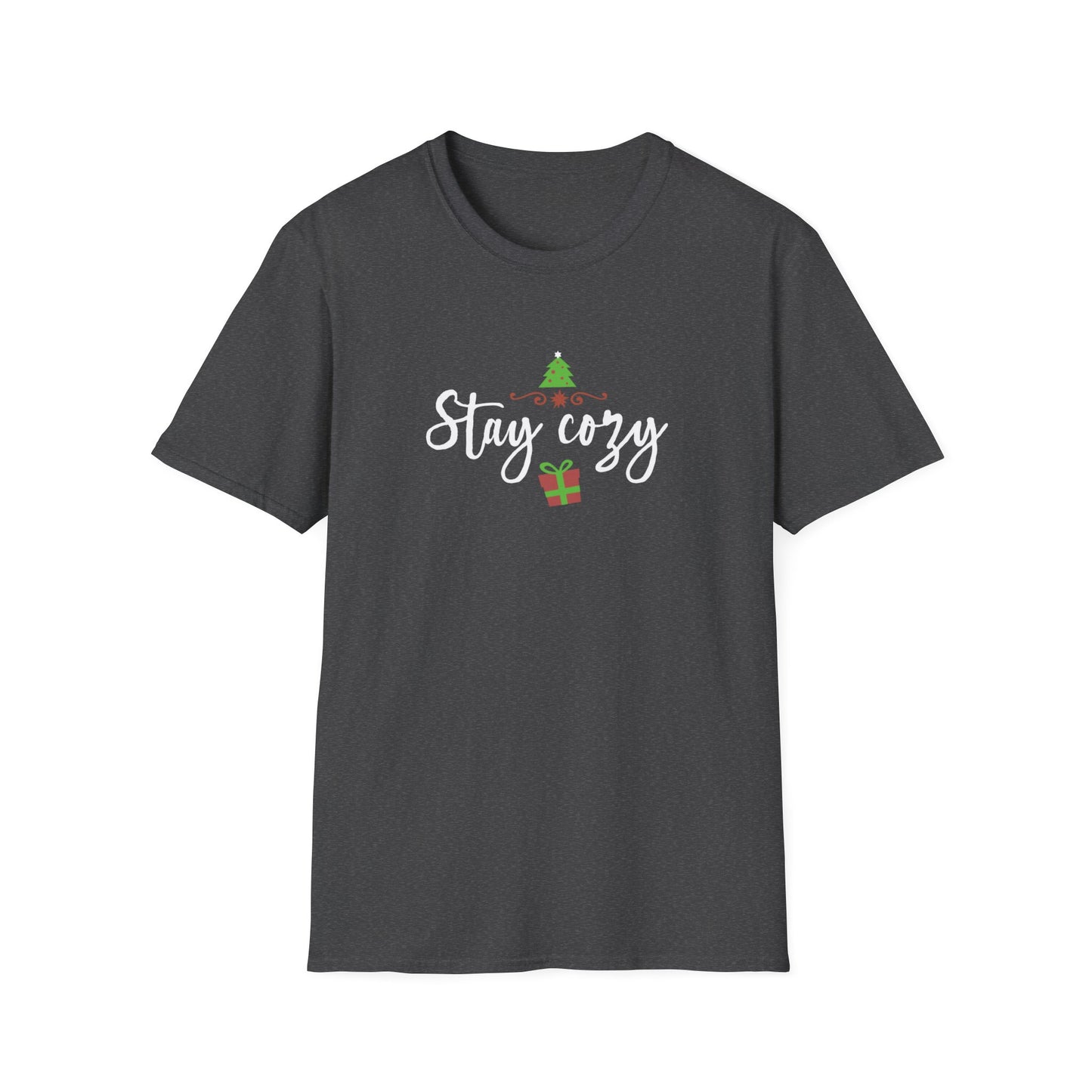 Stay Cozy Holiday Graphic T Shirt Dark Heather