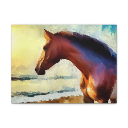 Horse wall art, beach art, ocean art, Canvas Gallery Wraps, Horse Beach, Sunset Beach - SaviTraviDesigns