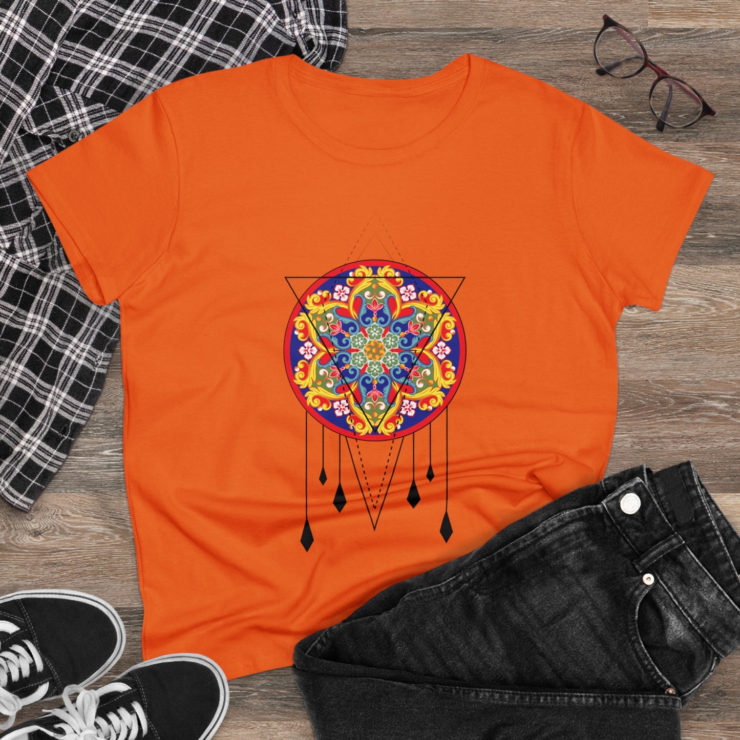 Meditation T-Shirts, Yoga Graphic Tees, Mindfulness Apparel, Zen T-Shirts, Spiritual Shirts, Chakra Tees, Womens T-Shirt Orange