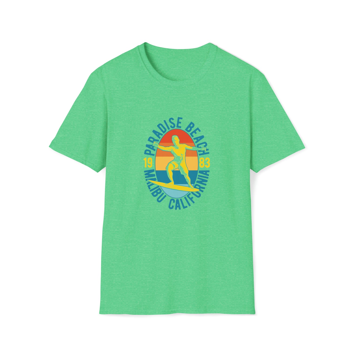 Paradise Beach Malibu |Beach Lifestyle Shirts | Summer Vibe Apparel Heather Irish Green