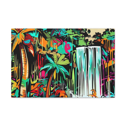 Jungle Waterfall, Rainforest Waterfall, Graffiti-inspired home decor, Modern street art prints, Graffiti wall art, Street art canvas art, Graffiti artist prints - SaviTraviDesigns