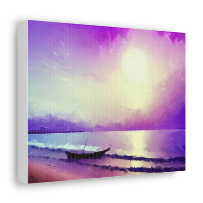 Sailboat Beach, Purple Sunset, Beach wall art, sunset wall art, beach art, Canvas Gallery Wraps