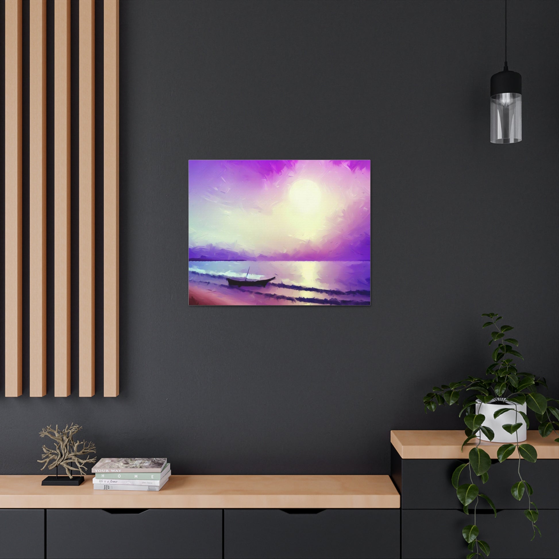 Sailboat Beach, Purple Sunset, Beach wall art, sunset wall art, beach art, Canvas Gallery Wraps