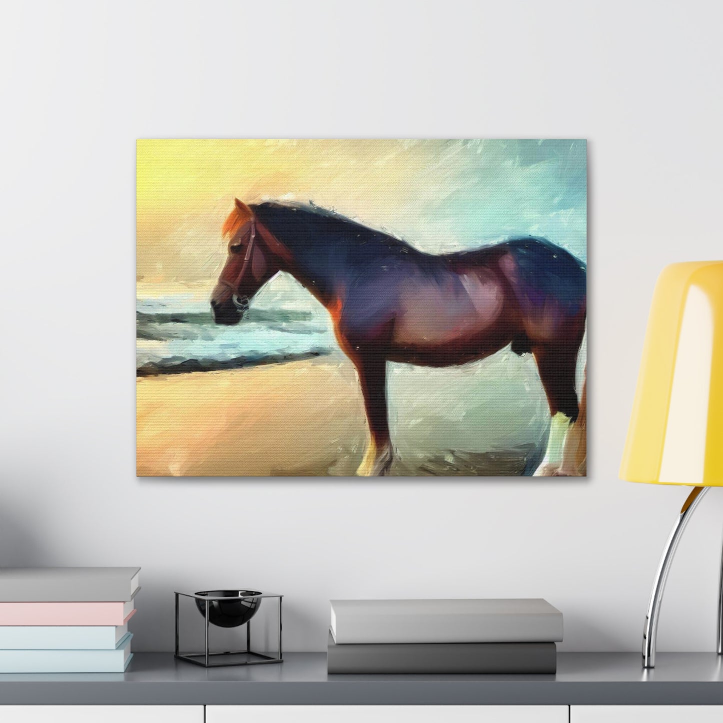 Horse wall art, Beach wall art, ocean art, Canvas Gallery Wraps, Horse Beach, Sunset Beach - SaviTraviDesigns